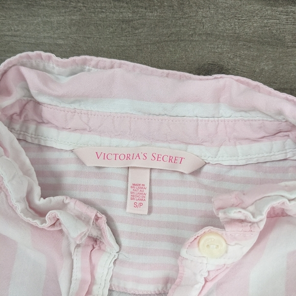 Victoria’s Secret Logo Embroidered Pink Striped PJ Set Size Small - Picture 5 of 11